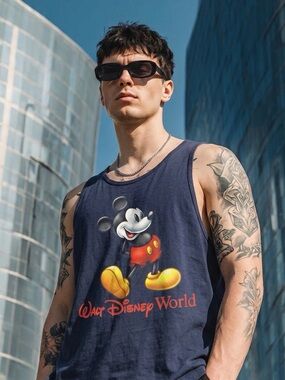Vintage Disney Tank Top Mens XL Blue Mickey Mouse Walt Disney World